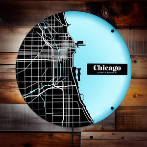 Chicago Street Map LED Wall Art