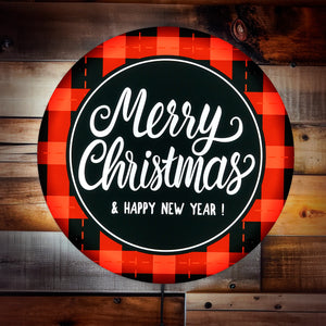 Plaid Merry Christmas LED Wall Art