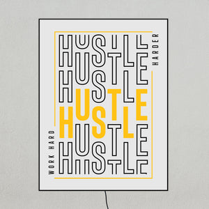 HUSTLE LED Framed Sign