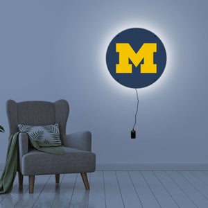 Collegiate Licensed Michigan 17" Round Block M Sign