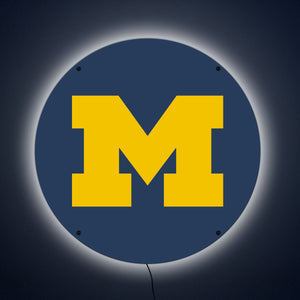 Collegiate Licensed Michigan 17" Round Block M Sign