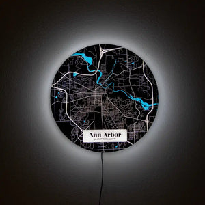 Ann Arbor Street Map LED Wall Art