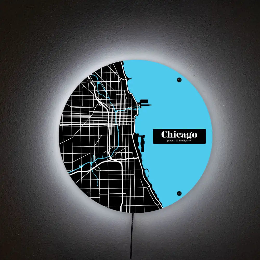 Chicago Street Map LED Wall Art