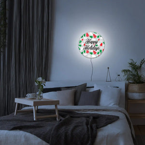 Happy Holidays Pattern LED Wall Art