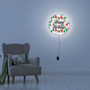 Happy Holidays Pattern LED Wall Art