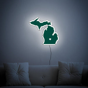 Green and White Michigan Wall Art 1