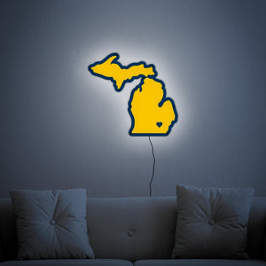 Blue and Gold Michigan Wall Art 1