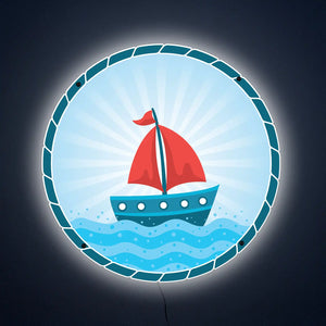 Red Sailboat LED Wall Art