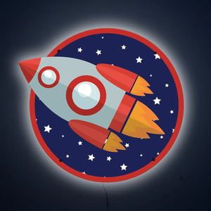 Rocket Ship Red LED Wall Art