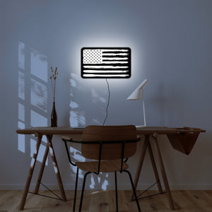 Tattered American Flag LED Wall Art