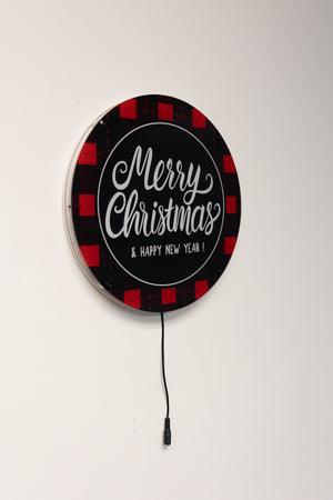 Plaid Merry Christmas LED Sign